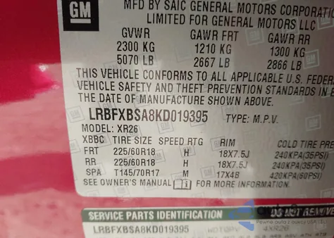 2019 Buick Envision Fwd Preferred z USA, uszkodzony, nr VIN LRBFXBSA8KD019395